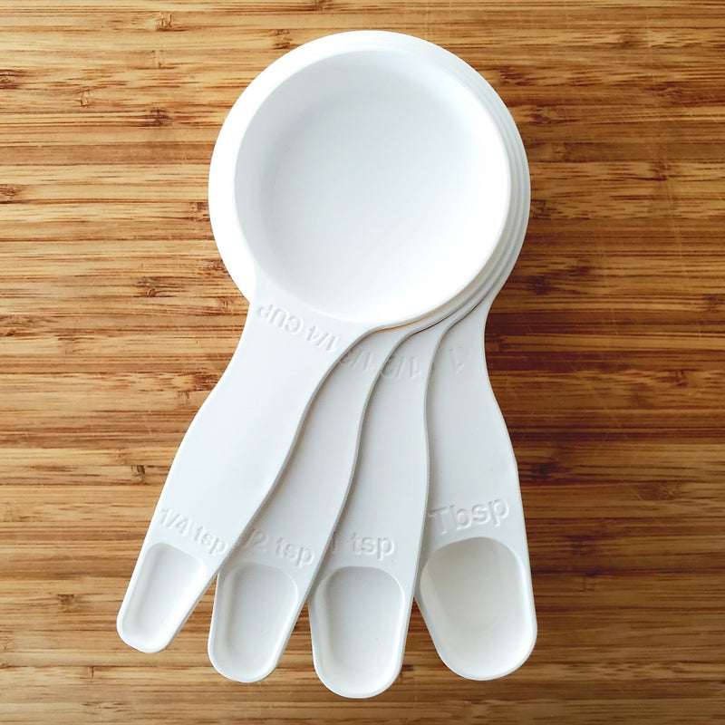 Storage Theory 2-in-1 Measuring Cups & Spoons Set (4-Piece) - Nesting Space-Saving Kitchen Gadget - BPA-Free Food Grade Plastic - Dishwasher Safe for Baking, Cooking, Coffee - White - Image 2